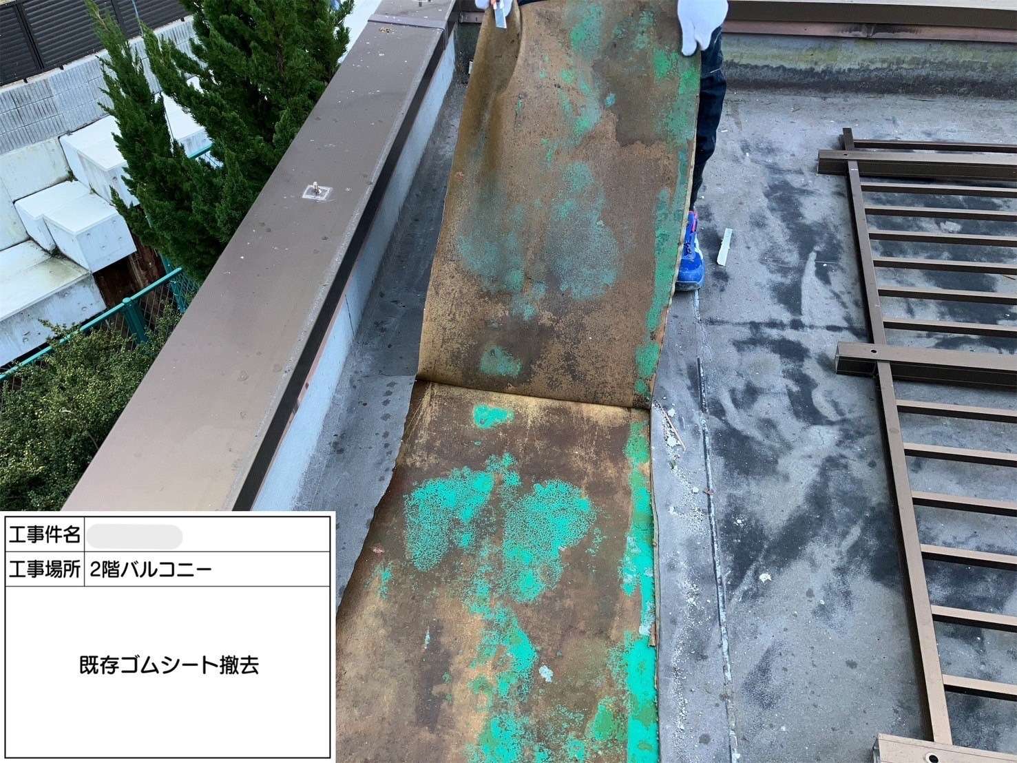 既存ゴムシート撤去