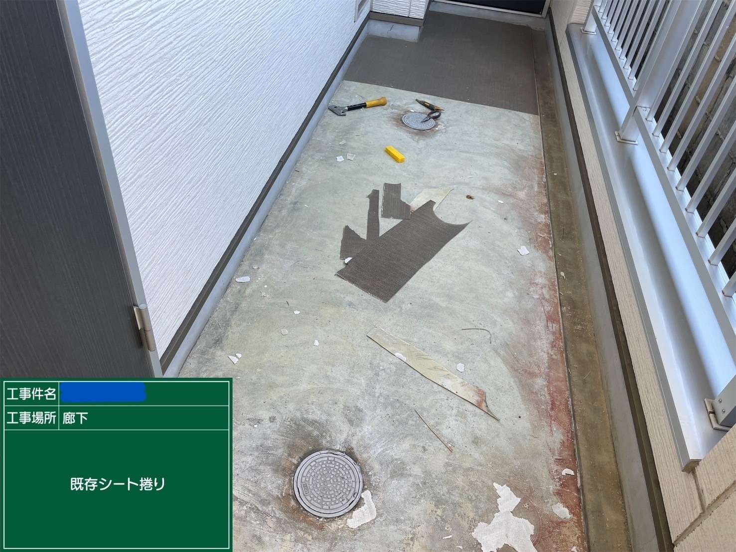 廊下 既存シート捲り