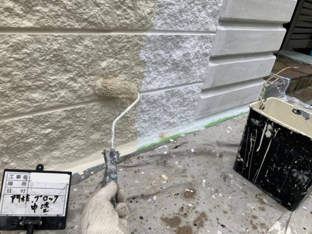 門柱・ブロック塗装 工事写真