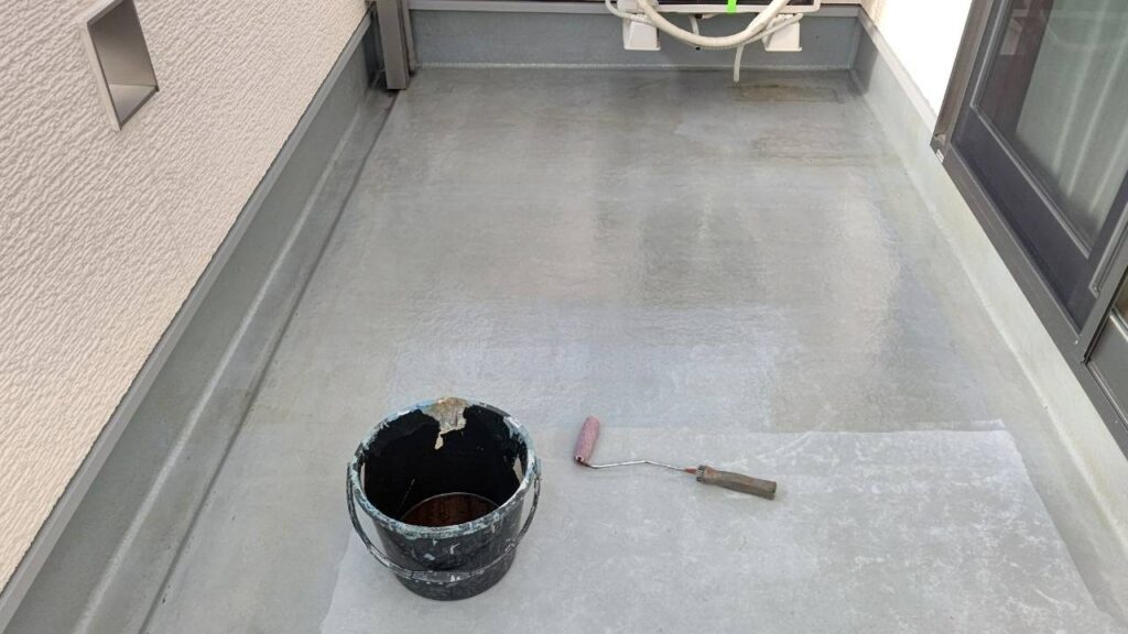 木造住宅　ベランダのFRP防水 工事写真