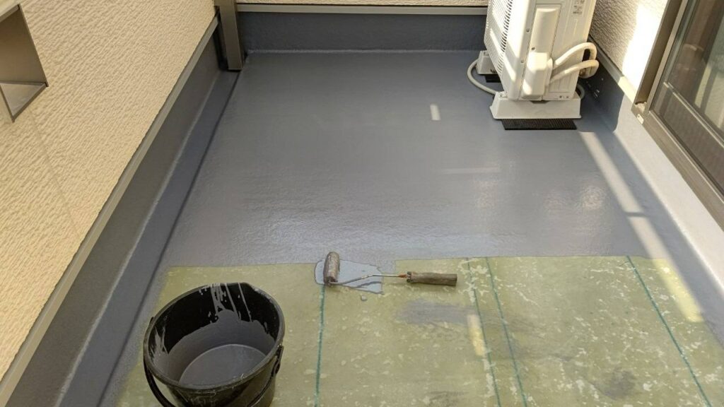 木造住宅　ベランダのFRP防水 工事写真