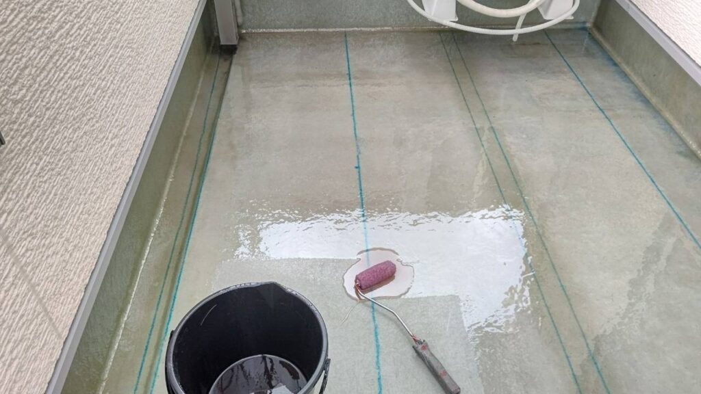 木造住宅　ベランダのFRP防水 工事写真