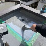 雨漏り修理　排水ドレン部のウレタン防水と改修ドレンで補強 工事写真
