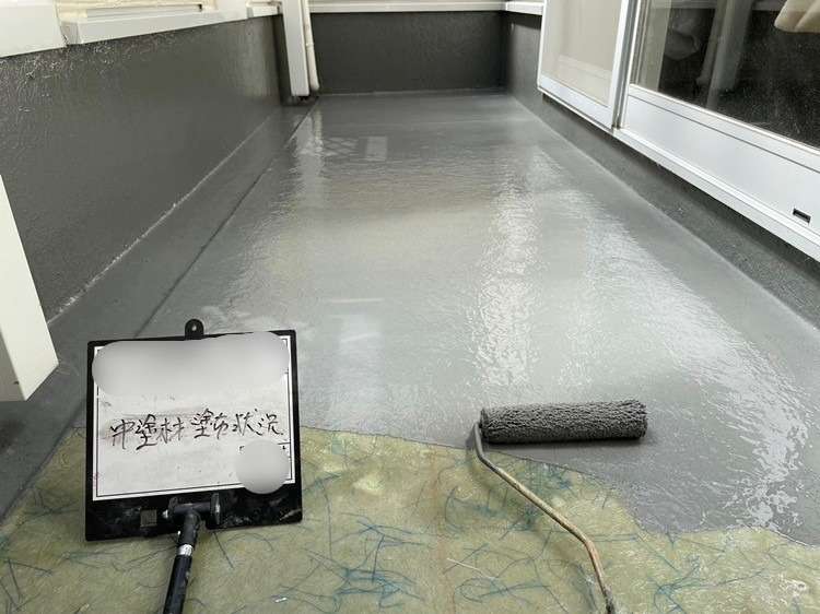 戸建て2Fバルコニー　FRP防水工事 1PLY 工事写真