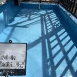 バルコニー　ウレタン防水工事と手摺り塗装工事 工事写真
