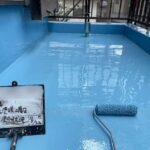 バルコニー　ウレタン防水工事と手摺り塗装工事 工事写真