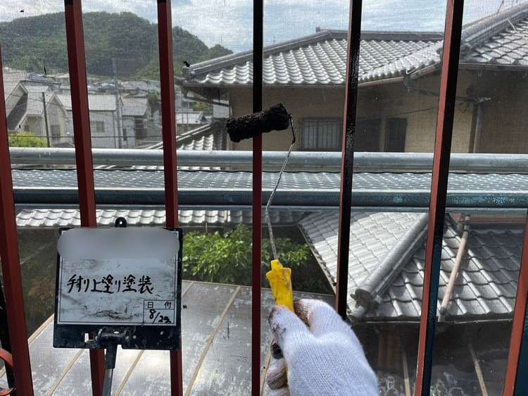 バルコニー　ウレタン防水工事と手摺り塗装工事 工事写真
