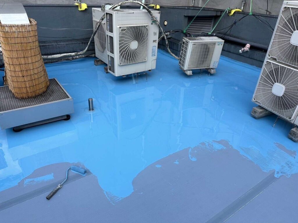 屋上のウレタン防水通気緩衝工法 工事写真