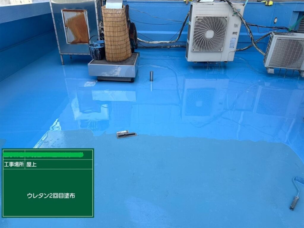 屋上のウレタン防水通気緩衝工法 工事写真