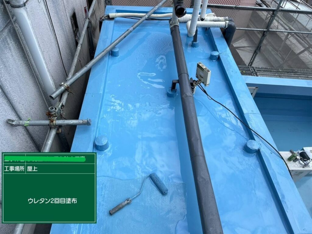 屋上のウレタン防水通気緩衝工法 工事写真