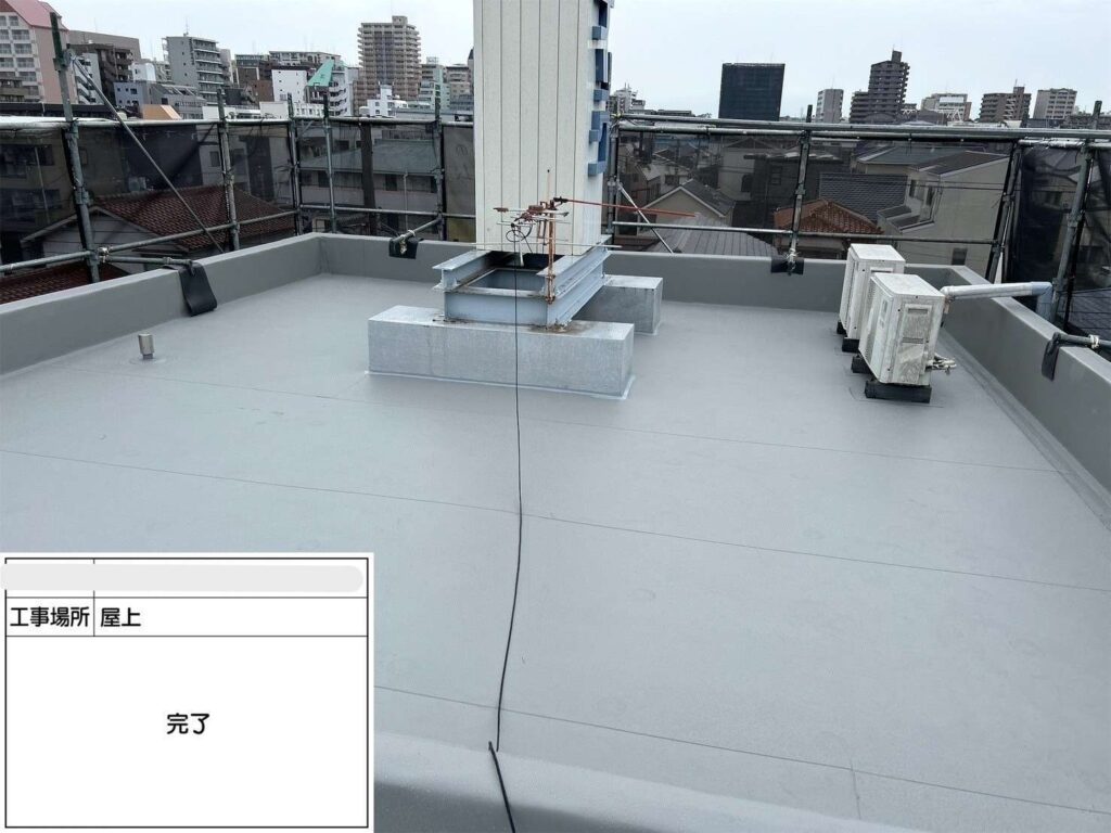 吹田市　会社ビル屋上塩ビシート防水工事 工事写真