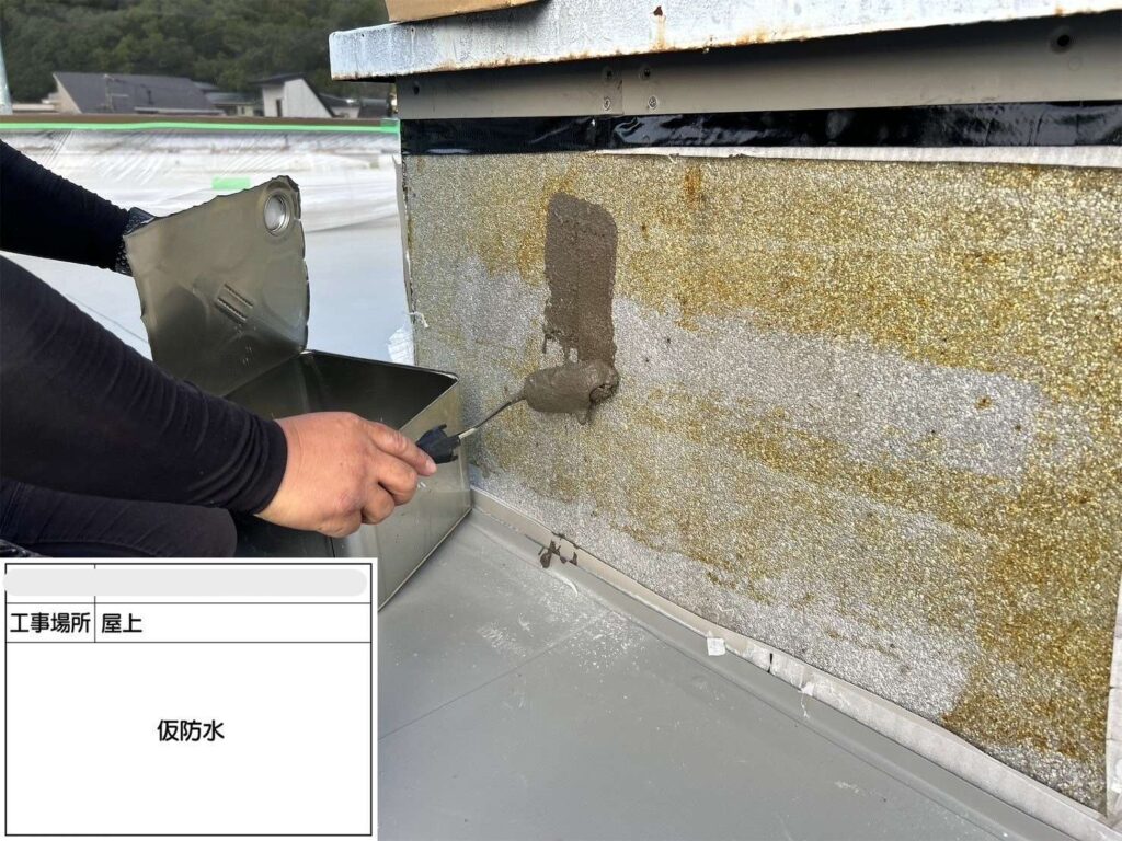 吹田市　会社ビル屋上塩ビシート防水工事 工事写真