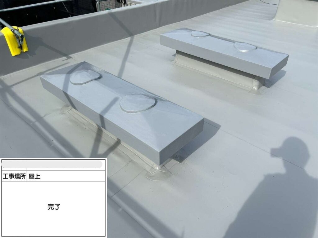 吹田市　会社ビル屋上塩ビシート防水工事 工事写真