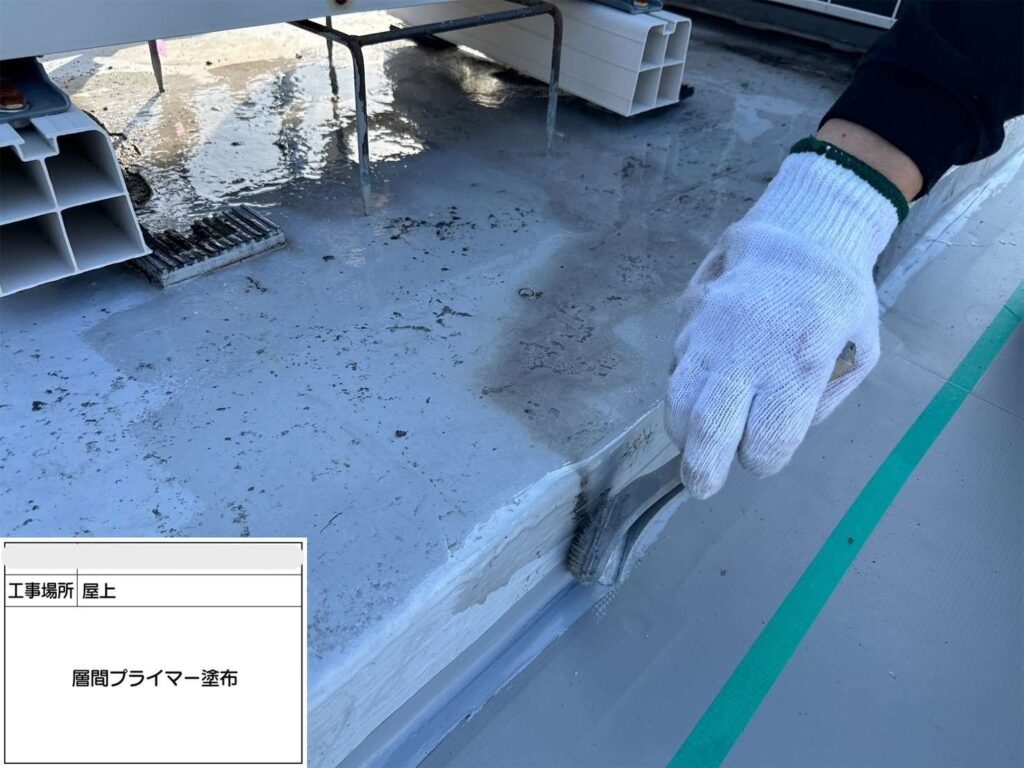 吹田市　会社ビル屋上塩ビシート防水工事 工事写真