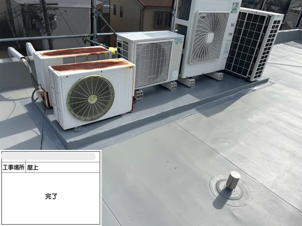 吹田市　会社ビル屋上塩ビシート防水工事 工事写真