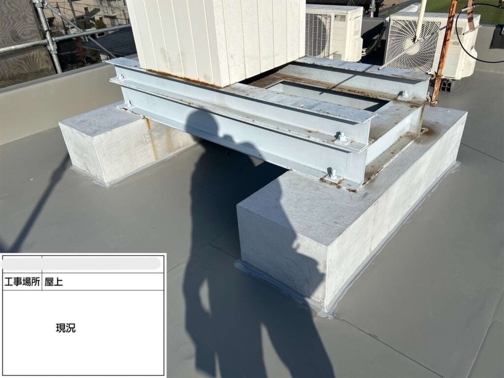 吹田市　会社ビル屋上塩ビシート防水工事 工事写真