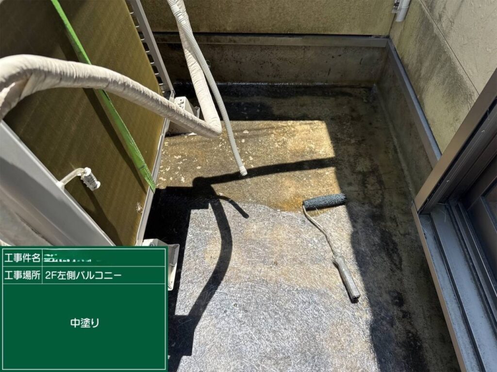奈良県天理市　戸建て住宅　ベランダ防水工事 工事写真