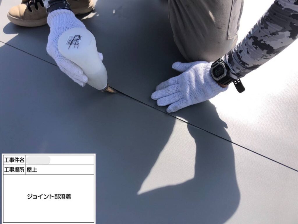平野区　屋上・塔屋　塩ビシート、ウレタン複合防水工事 工事写真