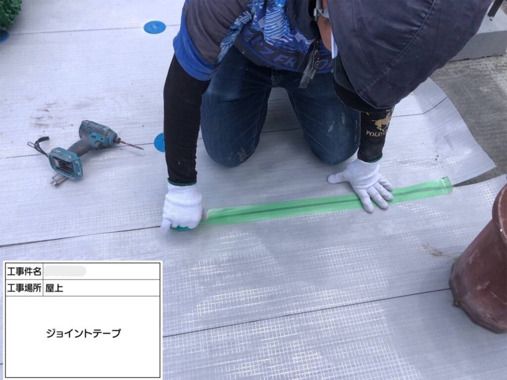 平野区　屋上・塔屋　塩ビシート、ウレタン複合防水工事 工事写真