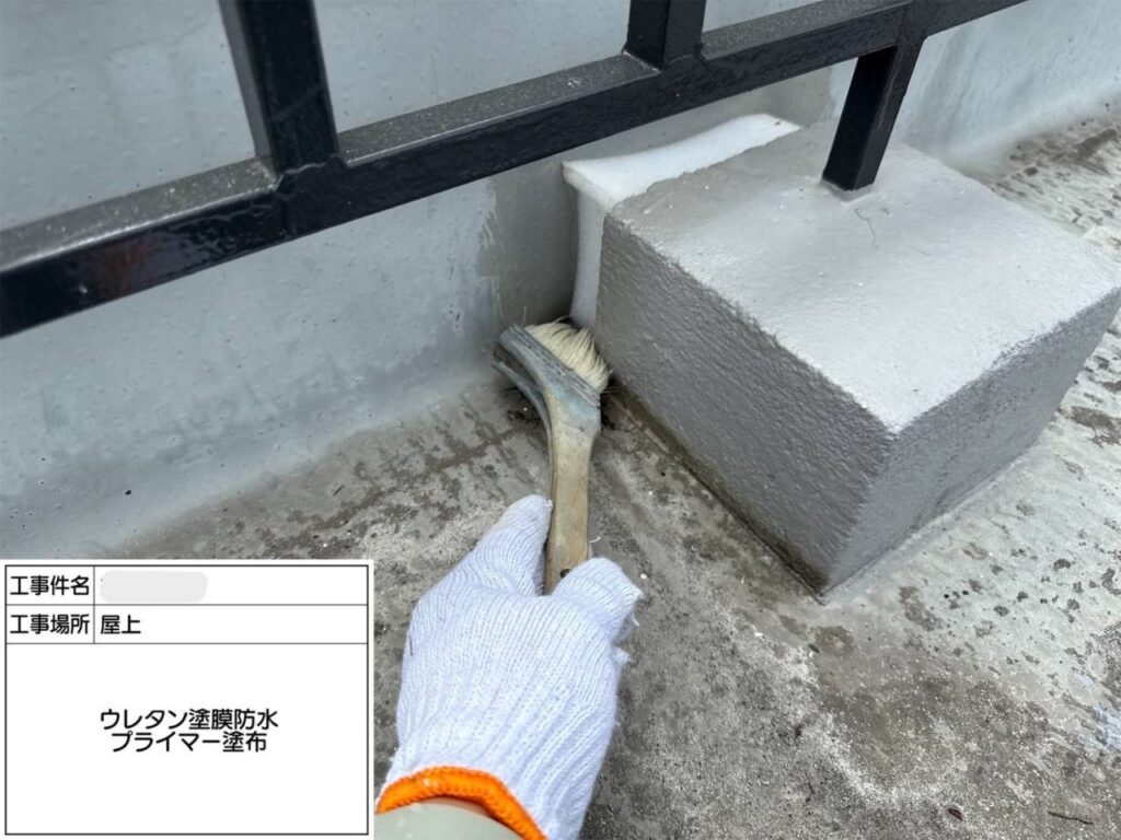 平野区　屋上・塔屋　塩ビシート、ウレタン複合防水工事 工事写真