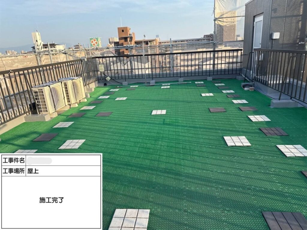 平野区　屋上・塔屋　塩ビシート、ウレタン複合防水工事 工事写真