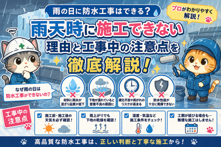 雨の日に防水工事はできる？施工できない理由と工事中の注意点をプロが解説！