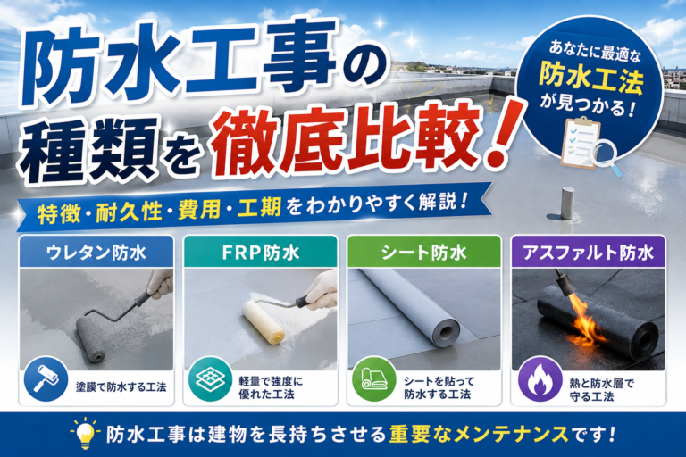 防水工事の種類を徹底比較！それぞれの特徴・費用・おすすめの工法を解説‼