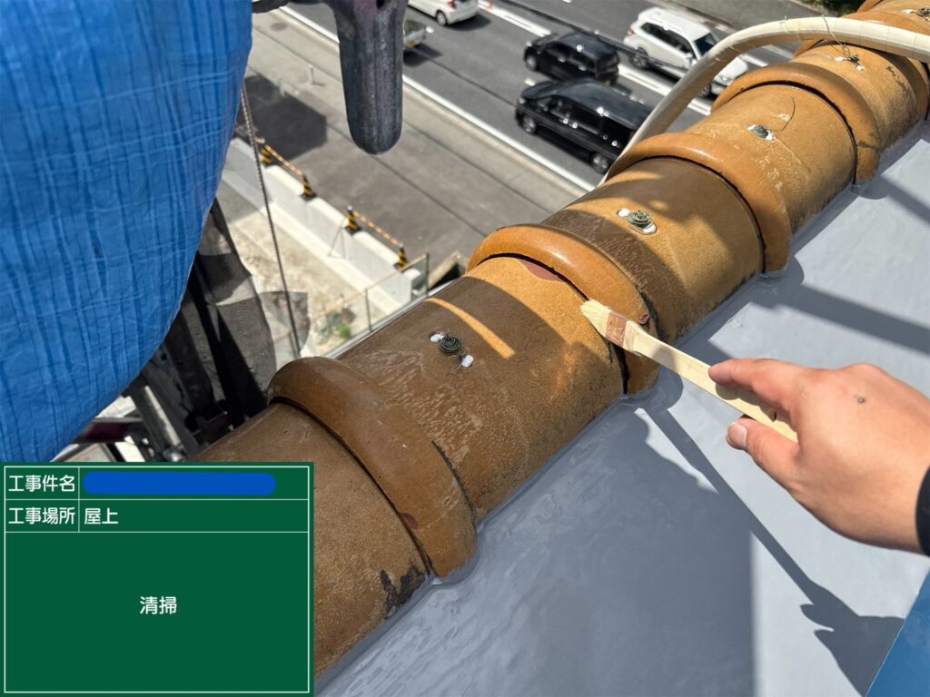 川西市　ビル屋上　ウレタン防水 工事写真